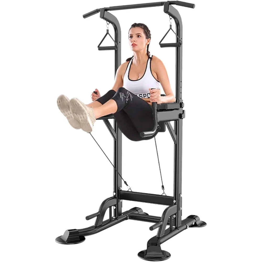Adjustable Power Tower with Dip Station and Pull-Up Bar