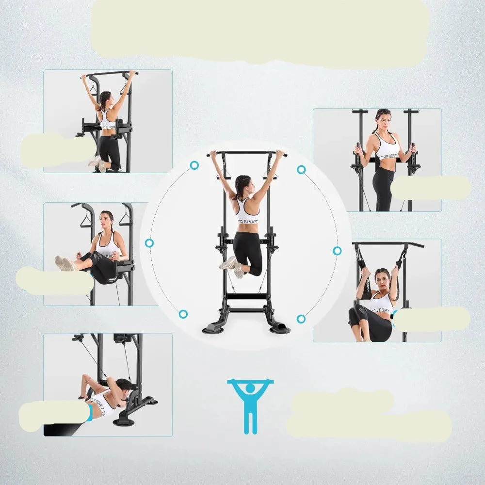Adjustable Power Tower with Dip Station and Pull-Up Bar
